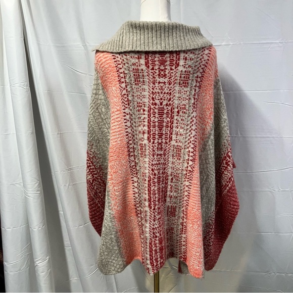 Caslon Jacquard Button Cowl Neck Sweater-Knit Poncho relaxed fit Cabincore XS/S - Picture 12 of 15